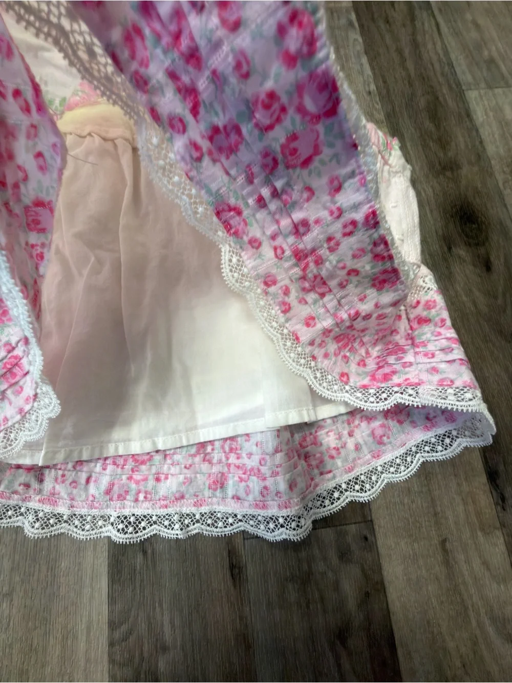 LoveShackFancy Pink Floral Tiered Skirt for girls size 8 NWT